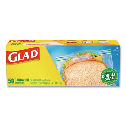 Zipper Food Storage Plastic Sandwich Bags, 6.63 x 5.88, Clear, 50 Bags/Box, 12 Boxes/Carton