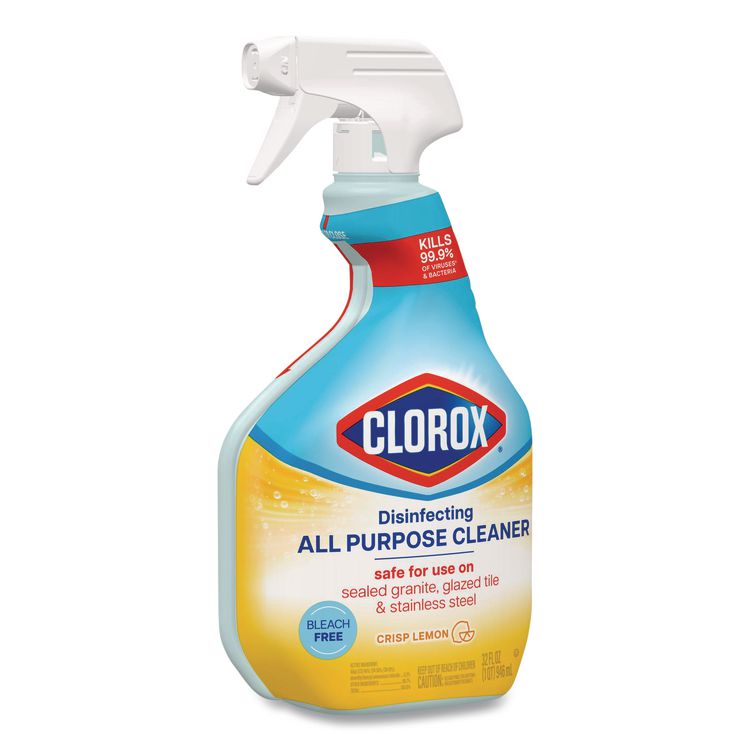 Disinfecting All Purpose Cleaner Spray, Crisp Lemon Scent, 32 oz Bottle, 9/Carton