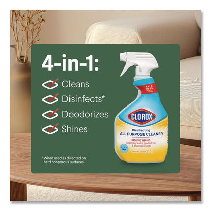 Disinfecting All Purpose Cleaner Spray, Crisp Lemon Scent, 32 oz Bottle, 9/Carton