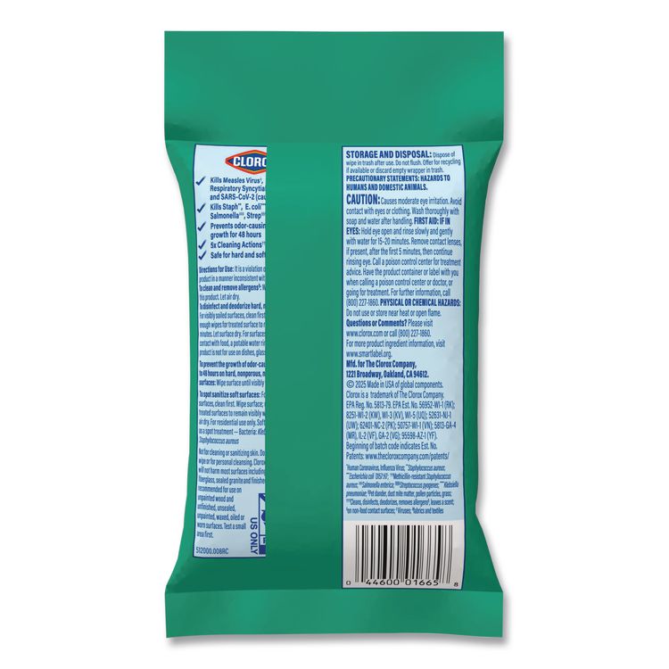 Disinfecting Wipes, On the Go Bleach Free Travel Wipes, 1-Ply, 6.53 x 2.79, Fresh Scent, White, 9/Pack, 24 Packs/Carton