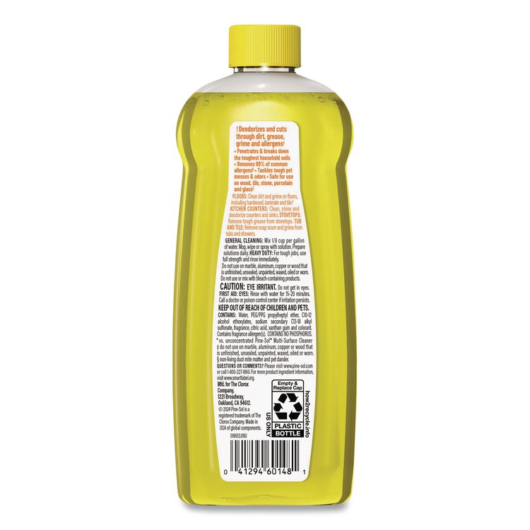 Multi-Surface Cleaner Concentrated, Lemon Fresh Scent, 14 oz Bottle, 12/Carton