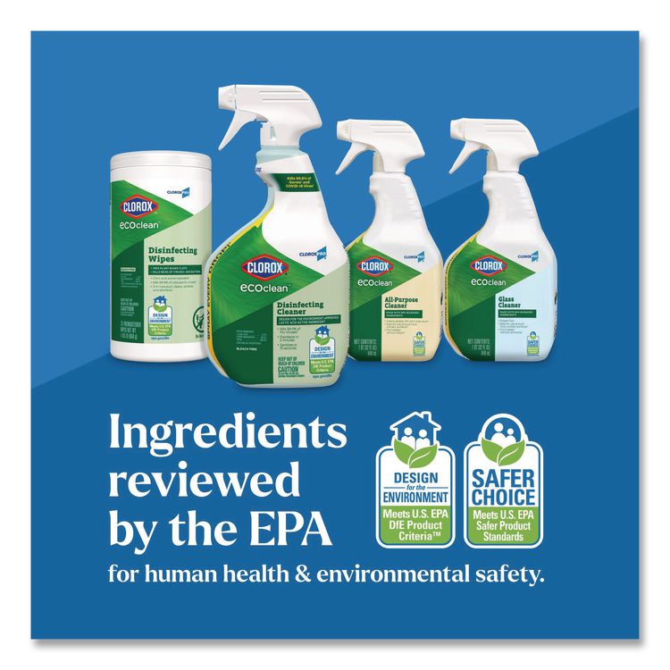 Clorox Pro EcoClean Disinfecting Cleaner, Unscented, 32 oz Spray Bottle, 9/Carton