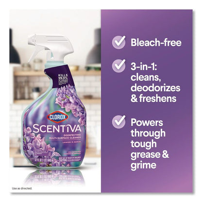 Scentiva Disinfecting Multi-Surface Cleaner, Bleach Free, Lavender and Jasmine Scent, 32 oz Spray Bottle