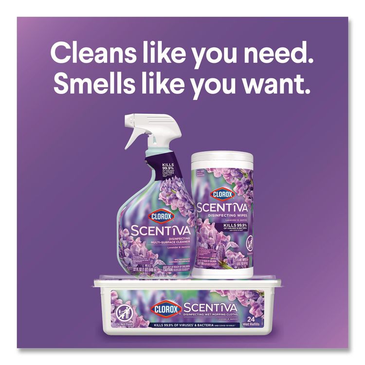 Scentiva Disinfecting Multi-Surface Cleaner, Bleach Free, Lavender and Jasmine Scent, 32 oz Spray Bottle