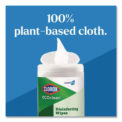 CloroxPro EcoClean Disinfecting Wipes, 1-Ply, 8 x 7, Unscented, White, 75 Count