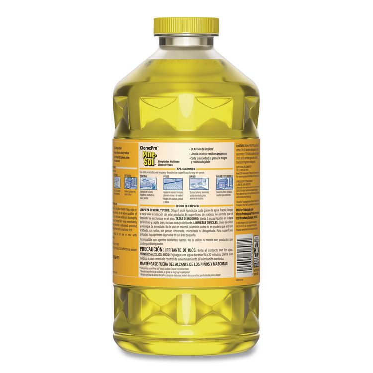 CloroxPro Multi-Surface Cleaner Concentrated, Lemon Fresh Scent, 80 oz Bottle, 3/Carton