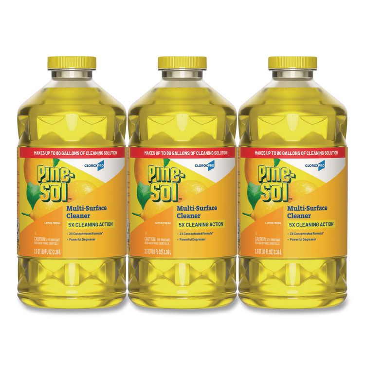 CloroxPro Multi-Surface Cleaner Concentrated, Lemon Fresh Scent, 80 oz Bottle, 3/Carton