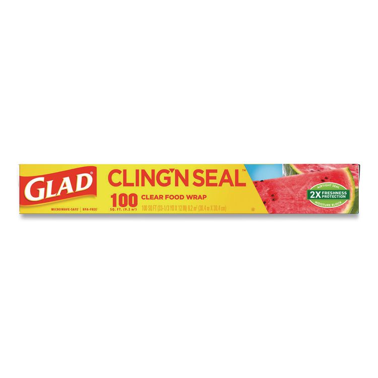 Cling'N Seal Plastic Food Wrap, 12" x 33.3 yd, 100 sq ft Roll, 16 Rolls/Carton