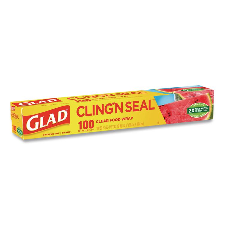 Cling'N Seal Plastic Food Wrap, 12" x 33.3 yd, 100 sq ft Roll, 16 Rolls/Carton