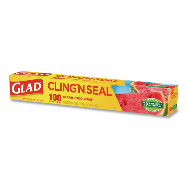Cling'N Seal Plastic Food Wrap, 12" x 33.3 yd, 100 sq ft Roll, 16 Rolls/Carton