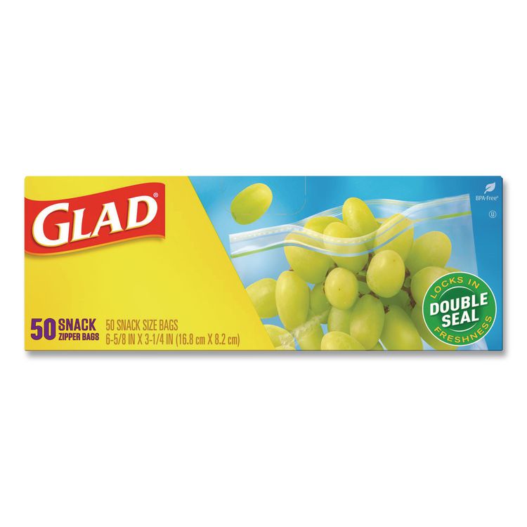 Zipper Food Storage Plastic Bags, Snack Size, 3.25 x 6.63 x 9.31, Clear, 50 Bags/Box, 12 Boxes/Carton
