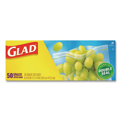 Zipper Food Storage Plastic Bags, Snack Size, 3.25 x 6.63 x 9.31, Clear, 50 Bags/Box, 12 Boxes/Carton