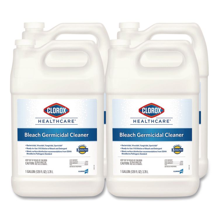 Bleach Germicidal Cleaner, Unscented, 128 oz Refill Bottle, 4/Carton