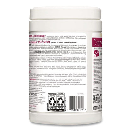 Dispatch Hospital Cleaner Disinfectant Towels w/Bleach, 1-Ply, 6.75 x 8, Unscented, White, 150/Canister, 8 Canisters/Carton