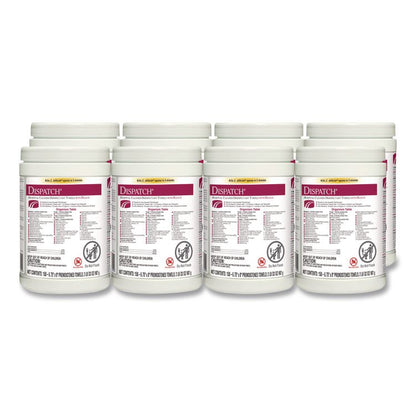 Dispatch Hospital Cleaner Disinfectant Towels w/Bleach, 1-Ply, 6.75 x 8, Unscented, White, 150/Canister, 8 Canisters/Carton