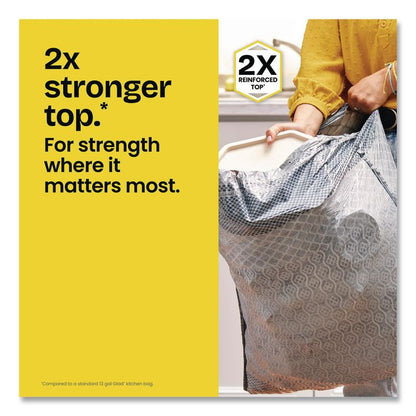 ForceFlex MaxStrength Tall Kitchen Drawstring Trash Bags, 13 gal, Fresh Clean Scent, 24 x 28, White, 34/Box, 6 Boxes/Carton
