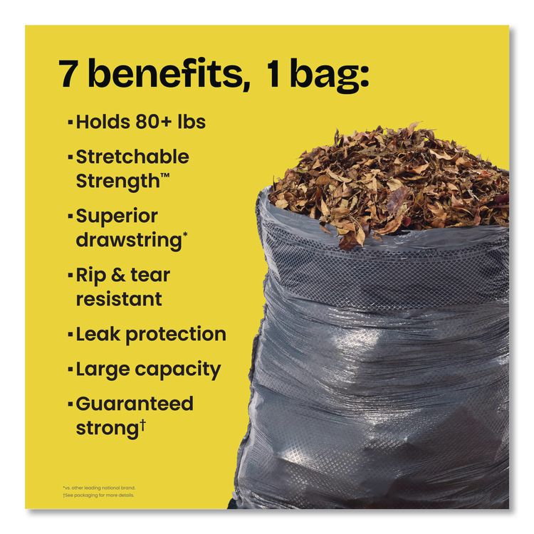 ForceFlexPlus Drawstring Large Trash Bags, 30 gal, 1.05 mil, 30" x 32", Black, 70/Box