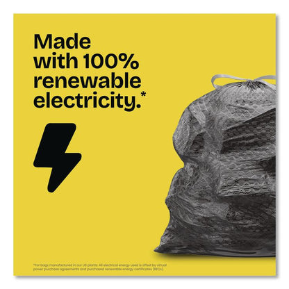 ForceFlexPlus Drawstring Large Trash Bags, 30 gal, 1.05 mil, 30" x 32", Black, 70/Box