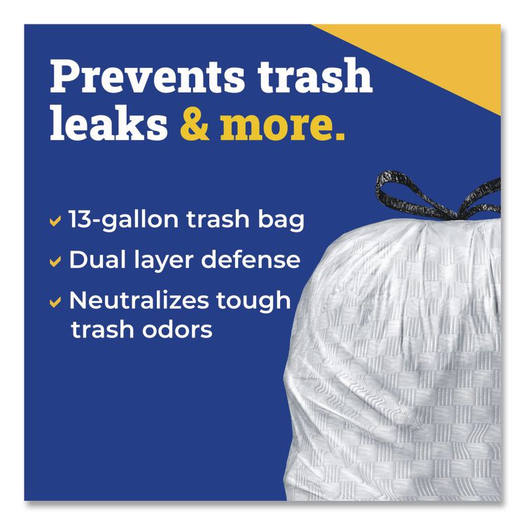 CloroxPro ForceFlex Tall Kitchen Drawstring Trash Bags, 13 gal, 23.75 x 24.88, Gray, 100/Box
