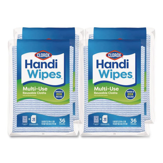 CloroxPro Handi Wipes, 21 x 11, Blue, 36 Wipes/Pack, 4 Packs/Carton