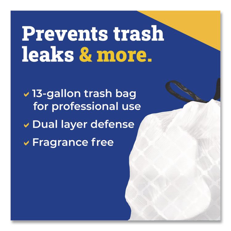 CloroxPro ForceFlex Tall Kitchen Drawstring Trash Bags, 13 gal, 24 x 27.38, Gray, 100/Box