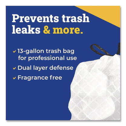 CloroxPro ForceFlex Tall Kitchen Drawstring Trash Bags, 13 gal, 24 x 27.38, Gray, 100/Box