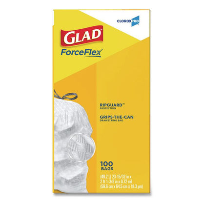 CloroxPro ForceFlex Tall Kitchen Drawstring Trash Bags, 13 gal, 24 x 27.38, Gray, 100/Box