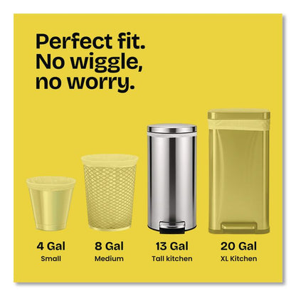 ForceFlex Tall Kitchen Drawstring Trash Bags, Drawstring, 13 gal, Fresh Clean Scent, 23.47 x 25.38, Gray, 110/Roll, 3/Carton