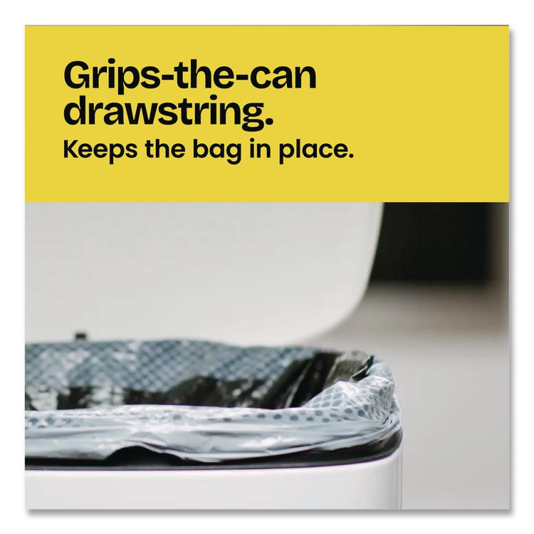 ForceFlex Kitchen Drawstring Trash Bags, 13 gal, Fresh Clean Scent, 24" x 27.38", White, 80 Bags/Box, 3 Boxes/Carton