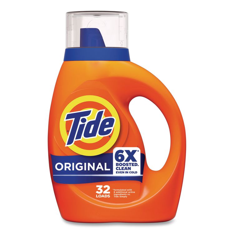 Liquid Tide Laundry Detergent, Original Scent, 32 Loads, 40 oz Bottle, 6/Carton