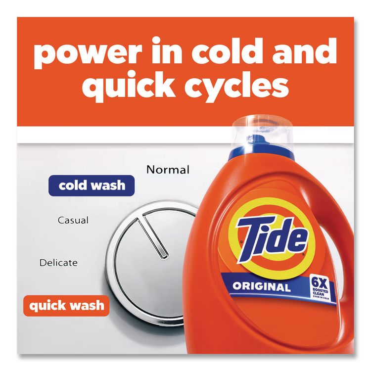 Liquid Tide Laundry Detergent, Original Scent, 32 Loads, 40 oz Bottle, 6/Carton