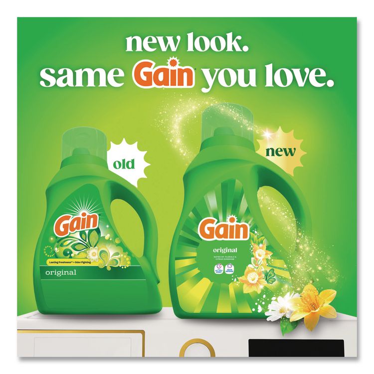 Liquid Laundry Detergent, Gain Original Scent, 42 oz Bottle, 6/Carton