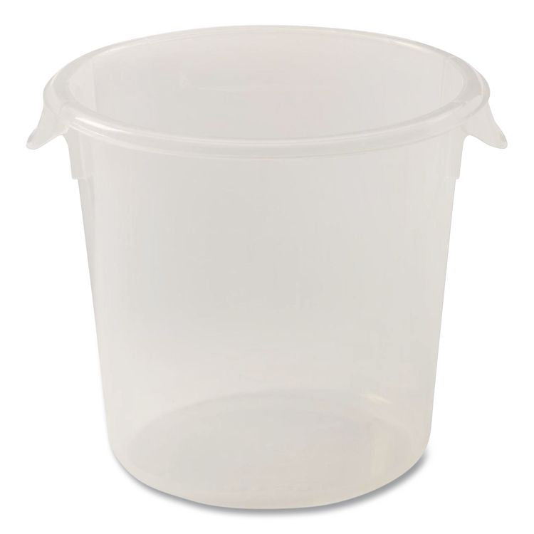 Round Storage Containers, 4 qt, 8.5" Diameter x 7.5" h, Plastic, Clear