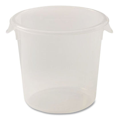 Round Storage Containers, 4 qt, 8.5" Diameter x 7.5" h, Plastic, Clear
