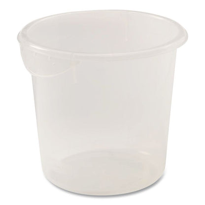Round Storage Containers, 4 qt, 8.5" Diameter x 7.5" h, Plastic, Clear