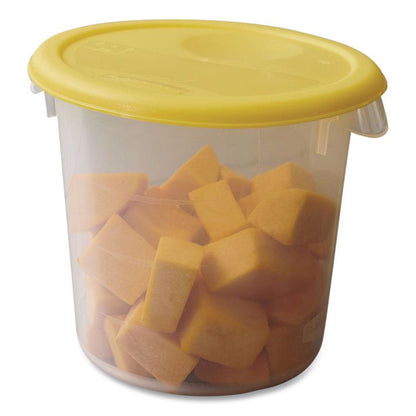 Round Storage Containers, 4 qt, 8.5" Diameter x 7.5" h, Plastic, Clear