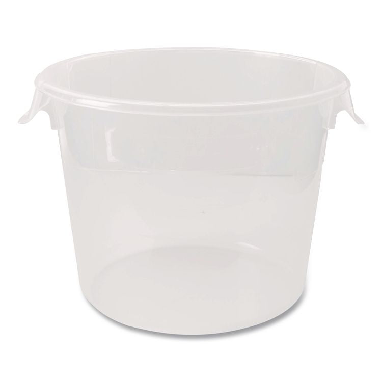 Round Storage Containers, 6 qt, 11.25" Diameter x 7.63" h, Plastic, Clear
