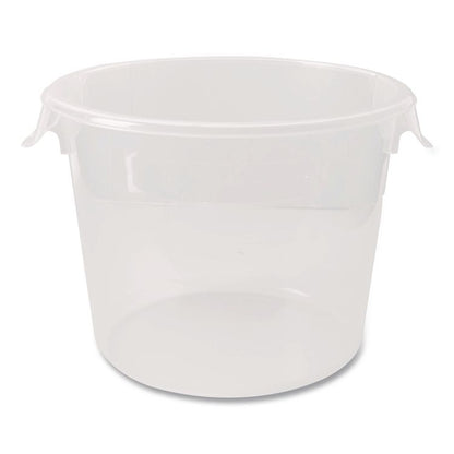 Round Storage Containers, 6 qt, 11.25" Diameter x 7.63" h, Plastic, Clear