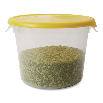 Round Storage Containers, 6 qt, 11.25" Diameter x 7.63" h, Plastic, Clear