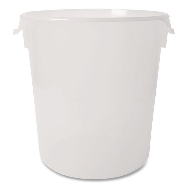 Round Storage Containers, 22 qt, 13.13" Diameter x 14" h, Plastic, Clear
