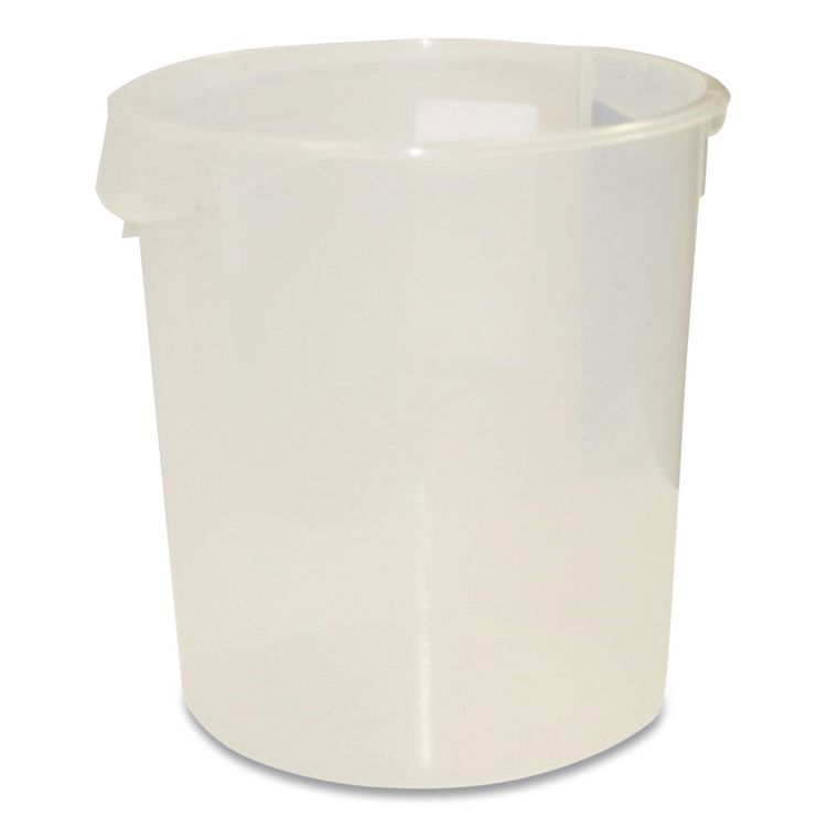 Round Storage Containers, 22 qt, 13.13" Diameter x 14" h, Plastic, Clear