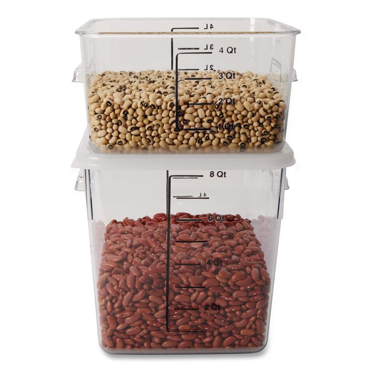 SpaceSaver Square Containers, 8 qt, 8.8 x 8.75 x 8.75, Plastic, Clear