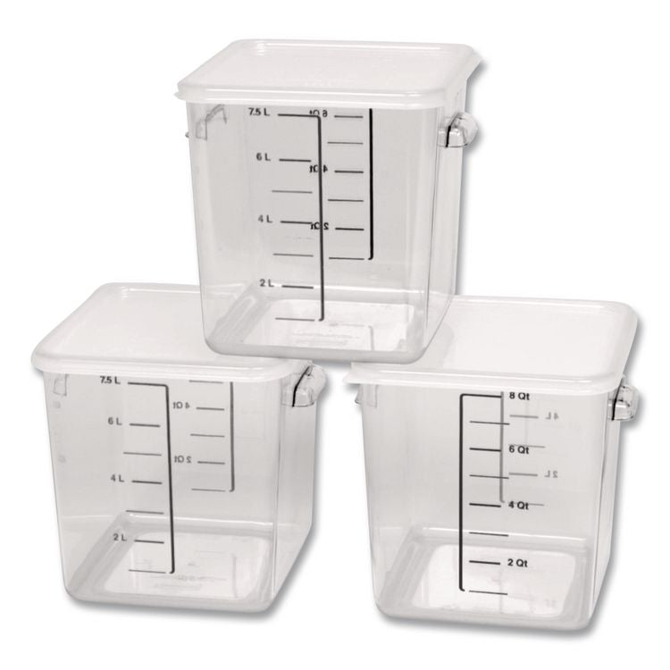 SpaceSaver Square Containers, 8 qt, 8.8 x 8.75 x 8.75, Plastic, Clear
