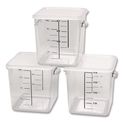 SpaceSaver Square Containers, 8 qt, 8.8 x 8.75 x 8.75, Plastic, Clear