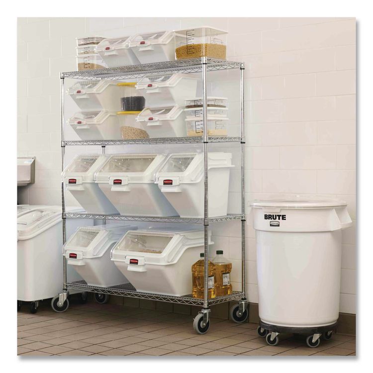 SpaceSaver Square Containers, 8 qt, 8.8 x 8.75 x 8.75, Plastic, Clear