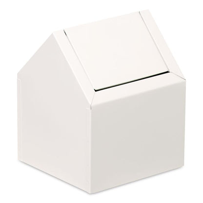 Double Entry, Swing Top Floor Receptacle, Metal, White