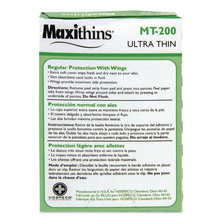 Maxithins Vended Ultra-Thin Pads, Size 4, Maxi Absorbency, 200/Carton