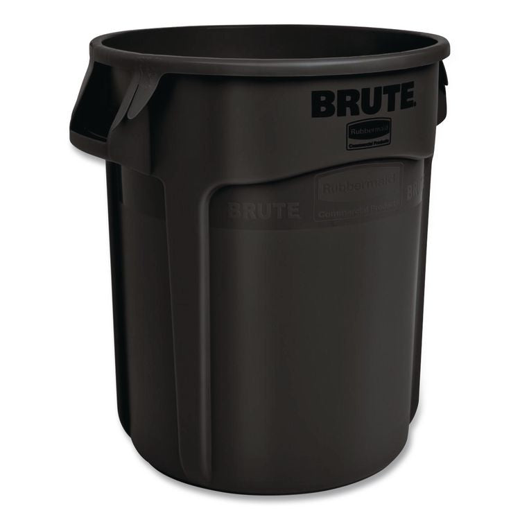 Vented Round BRUTE Container, 10 gal, Resin, Black