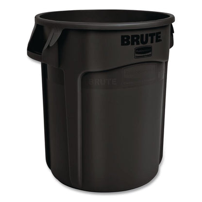 Vented Round BRUTE Container, 10 gal, Resin, Black