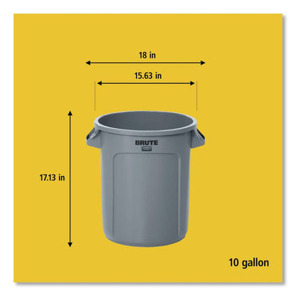 Vented Round BRUTE Container, 10 gal, Resin, Black